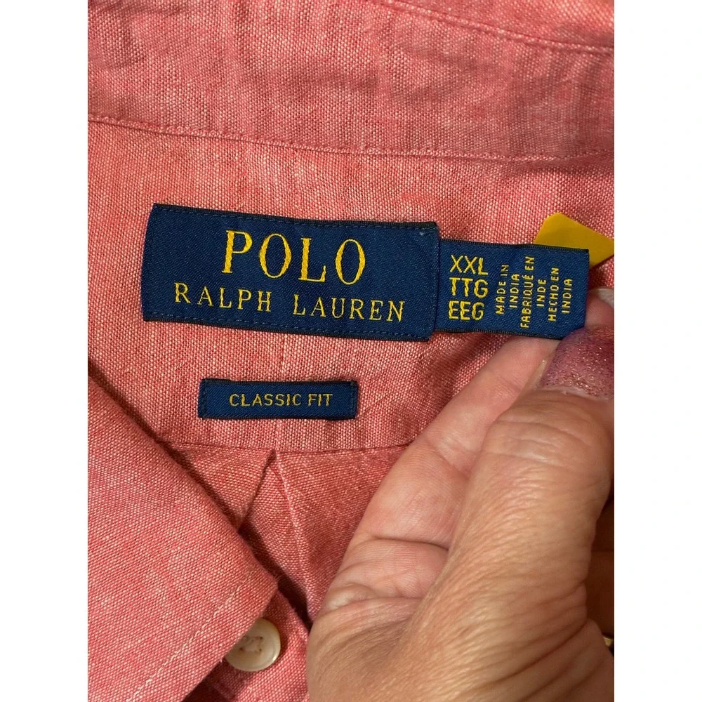 Polo Ralph Lauren Mens XXL Classic Fit Coral Pink Cotton Button Down Shirt Logo